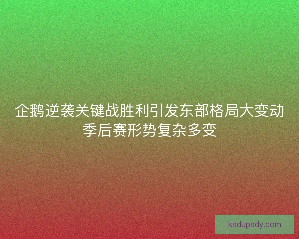 企鹅逆袭关键战胜利引发东部格局大变动季后赛形势复杂多变