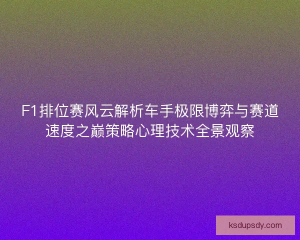 F1排位赛风云解析车手极限博弈与赛道速度之巅策略心理技术全景观察